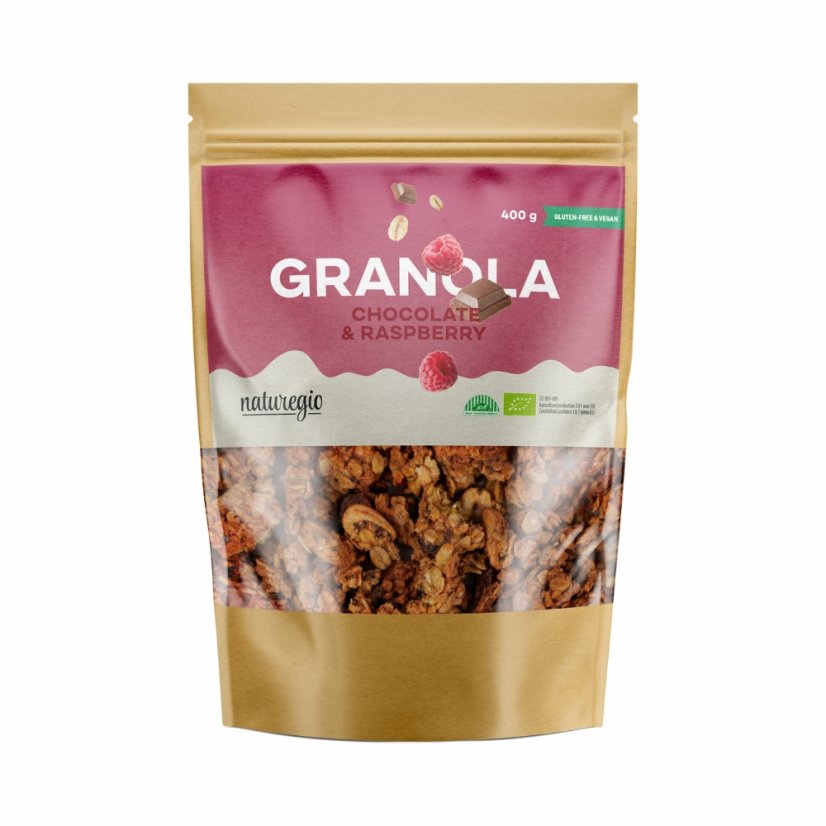 naturegio BIO Granola Chocolate & Raspberry, Čokoláda a Maliny 400 g